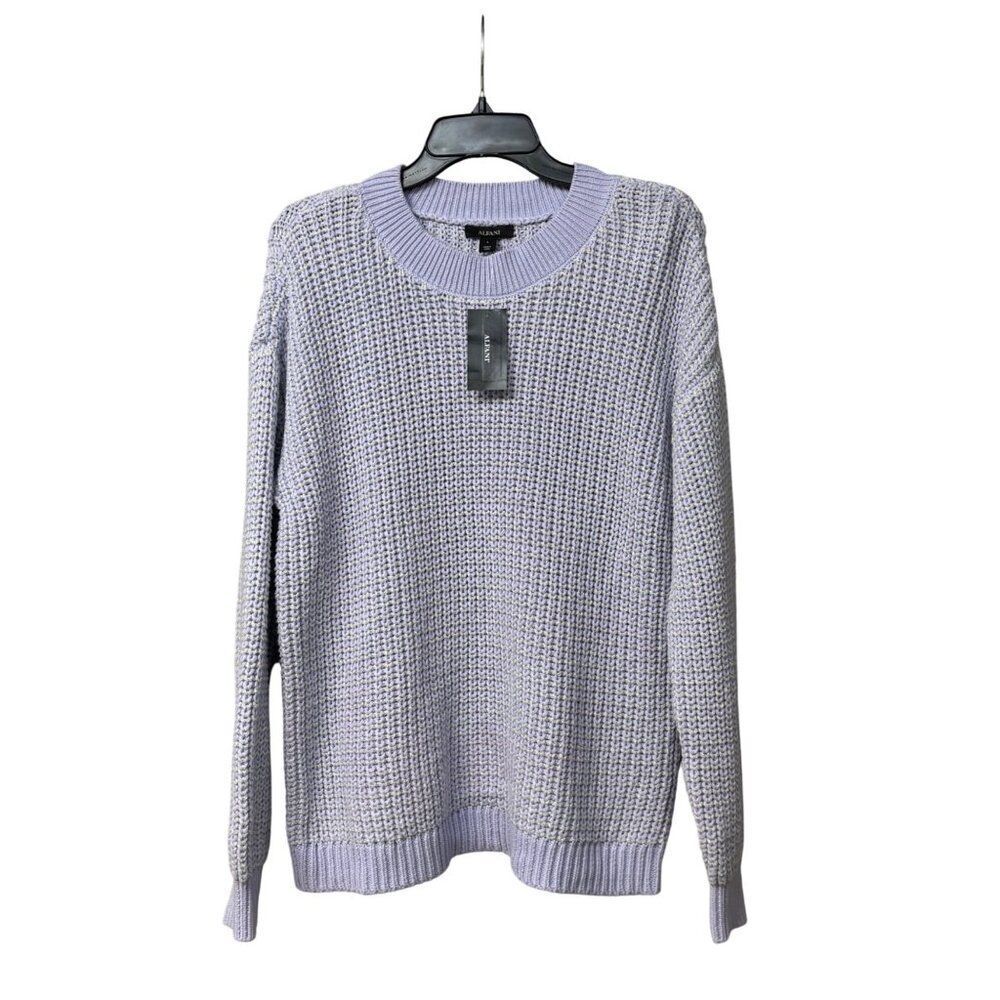 Alfani Metallic Shine Crewneck Sweater, Lavender Cloud, Sz. L - Picture 9 of 9